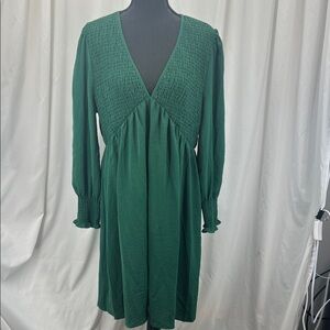 Kelly Green Women's XL Dress Ruching Long Sleeve Office St Patrick’s Feminine